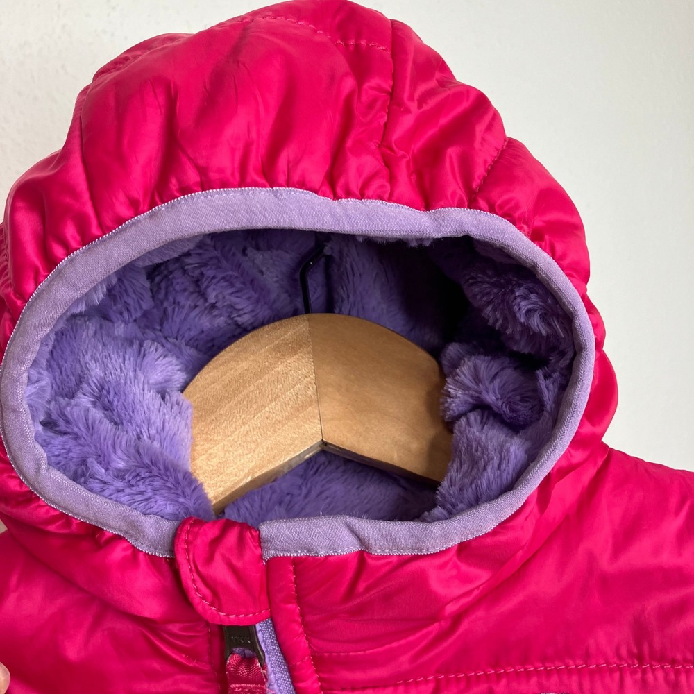 The North Face Mossbud Swirl Reversible Puffer Jacket Pink Purple Hood 3-6 month - Picture 6 of 10